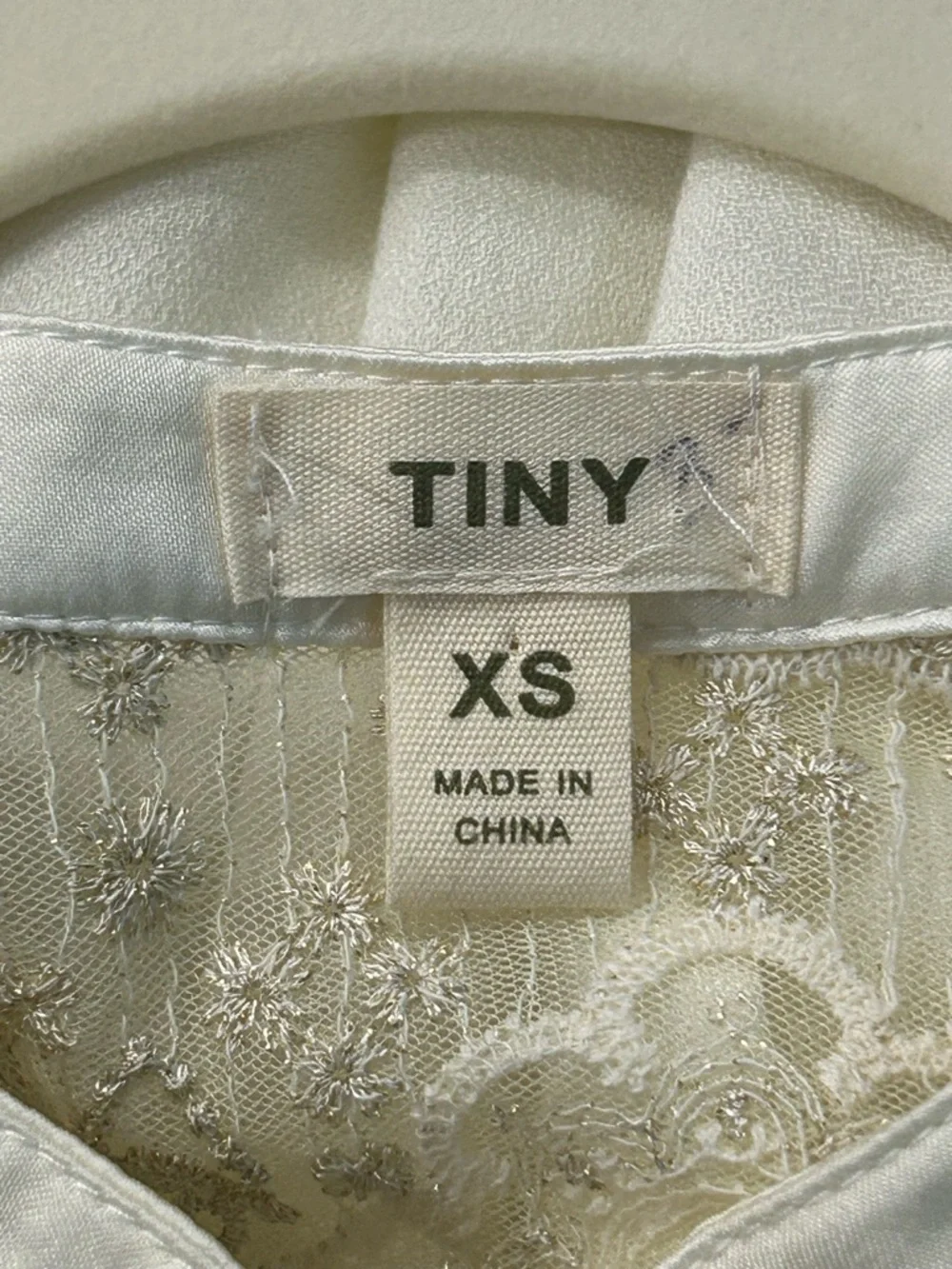 Tiny Ivory Boho Festival Shirt Dress Embroidered Lace XS S Country Cottagecore - Picture 15 of 16